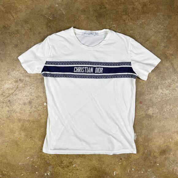 Dior Paris Women’s Large Logo T-Shirt White Blue Luxury Designer Tee - Picture 1 of 10